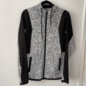 Reflective zip-up bandanna print jacket